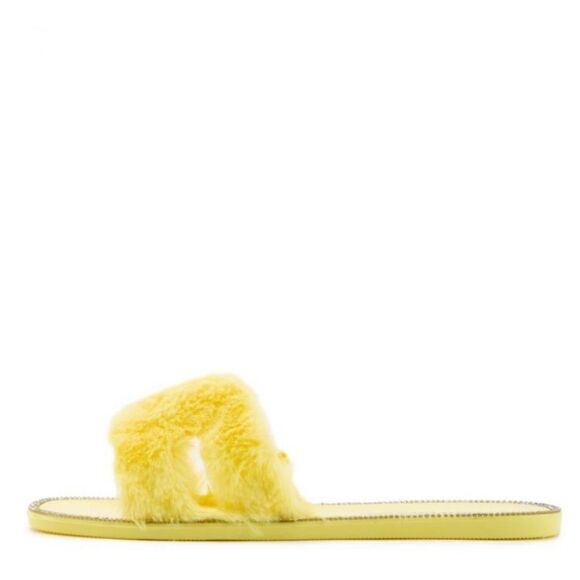 Yellow Faux Fur Sandals - Picture 4 of 5